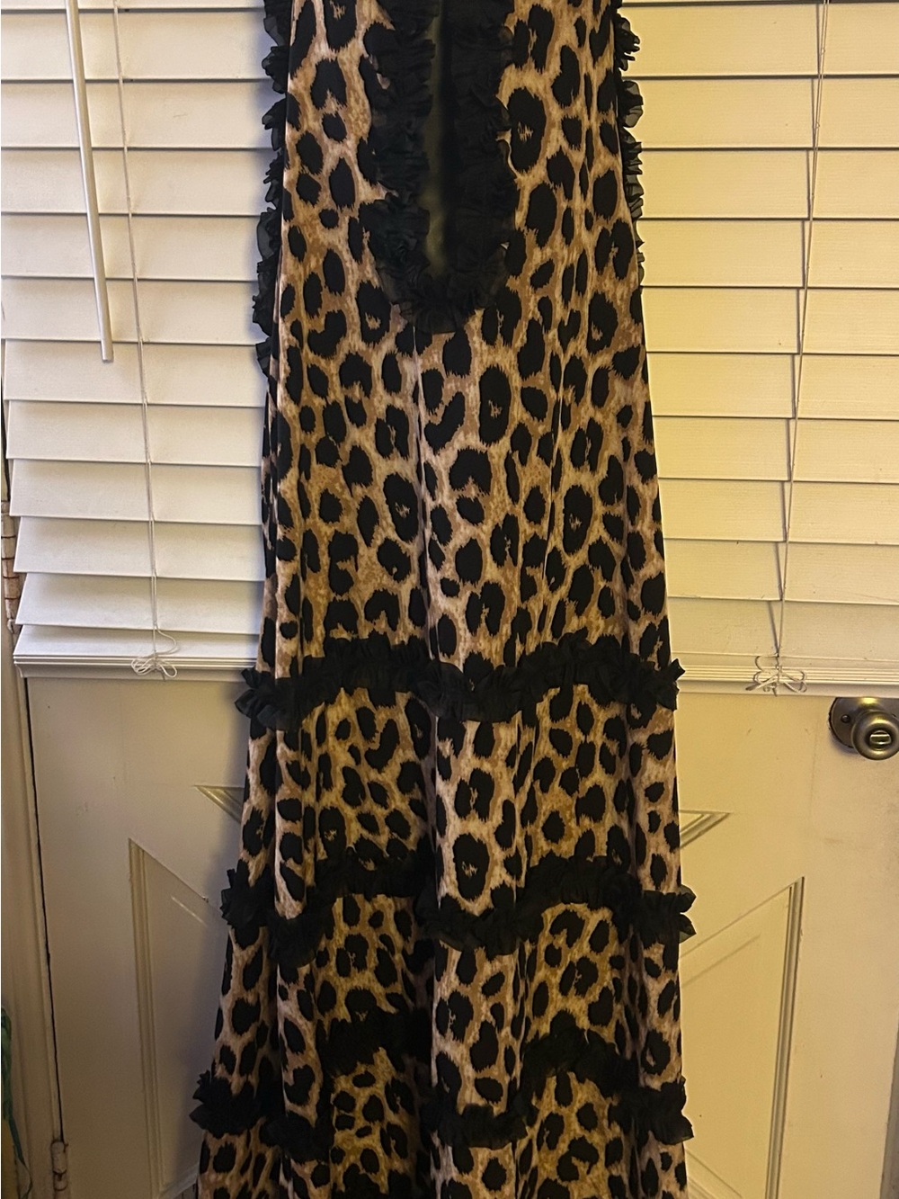 SHEIN Leopard Print Backless Maxi Dress - Brown and Black